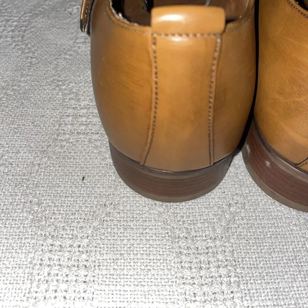 Aldo Men’s Double Monk Dress Shoes Size 43 U.S. 10 M Tan Leather Business Formal